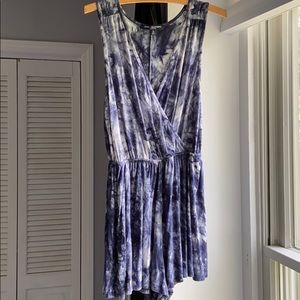 Blue and white tie dye romper
